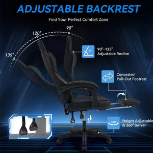 <span class=keywords><strong>Silla</strong></span> Gamer de Cuero de Alta Calidad y Económica 2026, <span class=keywords><strong>Silla</strong></span> de Juego Ergonómica con Respaldo Alto, Negra, con Reposacabezas y Soporte Lumbar - Product Image 4
