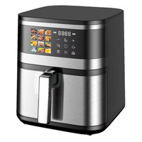 Friteuse à air numérique à écran tactile de grande taille 2200W, nouvelle vente chaude, four de grande capacité de 8 litres, friteuses à air numériques intelligentes avec fenêtre visuelle
