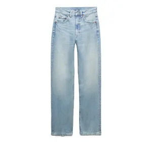 Jeans ketat wanita seksi kualitas tinggi desain kustom Jeans ibu celana jin lurus tinggi katun pinggang tinggi