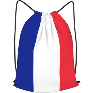 Sac à dos à cordon de serrage patriotique avec drapeau français, idéal pour les fans de football fou – Nouveauté en gros - Product Image 1
