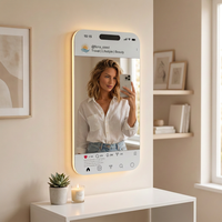 Lampe LED miroir avec capteur IP44 style Instagram, taille et forme personnalisables, design moderne pour hôtel, salon, salle de sport et villa