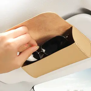 Car Visor Glasses Storage Bag Personalized Hard Pu Leather Car Sunglasses Magnetic Case