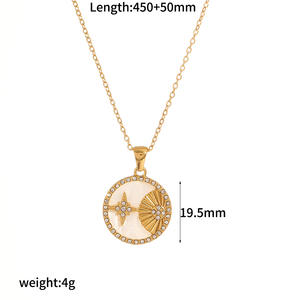 Collana lunga in acciaio inossidabile con zircone per donne di lusso di lusso con ciondolo a forma di conchiglia per anziani per maglioni - Product Image 5