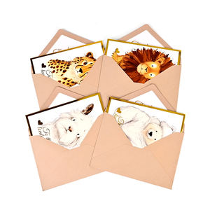 Su misura stampato lamina d'oro unico di lusso cartone animato animale grazie pieghevoli biglietti di auguri registrabili con buste - Product Image 2
