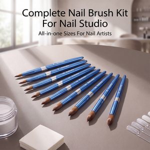 Ensemble de pinceaux à ongles en acrylique Kolinsky durables de 9 tailles avec manche en métal bleu poli pour la création d'art d'ongles en cristal - Product Image 5