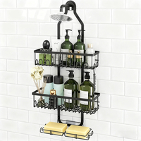 Étagère d'angle rotative à 4 niveaux pour salle de bain, en plastique, bambou et MDF, auto-adhésive, avec porte miroir
