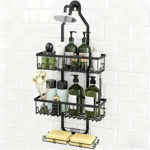Estante de Baño Giratorio de Esquina de 4 Niveles, Autoadhesivo, de Plástico, Bambú y MDF, con Espejo y Adhesivo para Montaje en Pared - Product Image 2