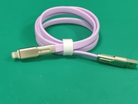 Kabel Data Pengisian Cepat 4-in-1 Tipe-C & Micro USB Warna Ungu dengan Pengisian Cepat 3A untuk Ponsel dan Perangkat Android/iOS
