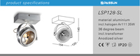 Spot LED argenté moderne 35W pour chambre d'hôtel