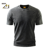 T-shirt col rond coupe classique 100 % coton 270g, délavage vintage, vente en gros, vierge, OEM, directement de l'usine