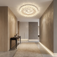 Plafonnier de salon à haute luminosité, lampe LED ronde de luxe à texture glacée pour appartement contemporain, éclairage géométrique créatif