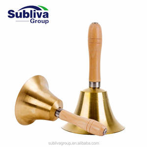 Латунный настольный колокольчик с деревянной ручкой - Product Image 3