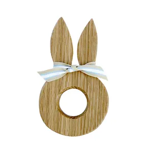 实心一体式橡木兔子形状蛋杯礼品可爱木制蛋杯架