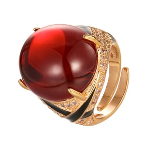 Factory Wholesale <b>Dainty</b> Jewelry Eco-friendly Copper Egg Shape 18*20mm Green Zircon High Quality Non Fade Fashion <b>Rings</b> - Product Image 1