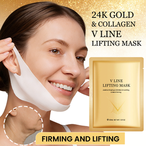 Masque de Contouring V 6-en-1 Anti-Âge au Collagène et Or 24K OEM/ODM de Haute Qualité pour Raffermir la Ligne du Menton, Réduire le Double Menton, Lisser la Peau et Hydrater - Product Image 3
