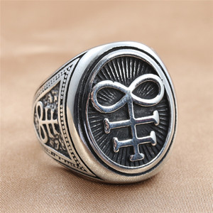 Anello Vintage con Croce di Leviathan MECYLIFE in Acciaio Inossidabile, Gioielli Satanici per Uomo - Product Image 3