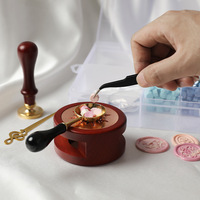 Kit de sceau de cire avec boîte de rangement, tampon de sceau de cire personnalisable, perles de cire, tête de sceau en cuivre, coffret cadeau