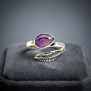 Argent 925 Améthyste Naturelle Pierre Précieuse Violet Bague Réglable Mode Féminine Argent Sterling 925 Ventes Directes - Product Image 1
