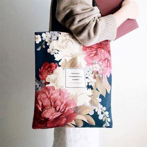 Bolsa de Mano de Lona con Estampado de Flores Vintage, Personalizada, Premium, para Mujer, Bolsa de Compras de Algodón - Product Image 2