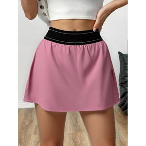 Shorts Negros de Cintura Alta para Mujer, Transpirables, Holgados, de Satén, con Ribete Blanco, Cintura Elástica, Estilo Deportivo Informal - Product Image 3