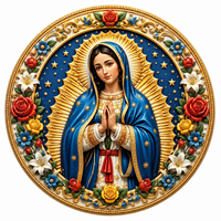 Assiette en résine Sacré-Cœur Vierge Marie, motif rayons de soleil dorés, art catholique classique, décoration de bureau, souvenir, cadeau, vente en gros