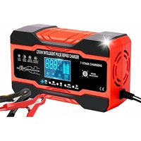 Chargeur intelligent à impulsions entièrement automatique 12V 10A/24V 5A avec écran LCD et connecteur, prise rouge