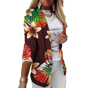2 MOQ Polynesian Elei Tribal Design Custom High Quality Blazer Personality Long Sleeve Kimono Cardigan Traje informal de mujer - Product Image 6