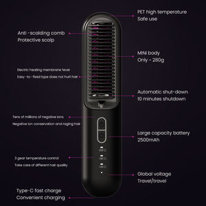 Meilleures ventes Nouveau lisseur de cheveux portable à ions négatifs Brosse à cheveux sans fil Lisseur de cheveux sans fil - Product Image 5