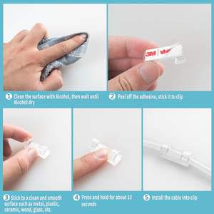 Clips de câble transparents autocollants, organisateur de câbles, clips de maintien de câbles, lot de 25 pièces, pince à câble, rangement de câbles en plastique - Product Image 5