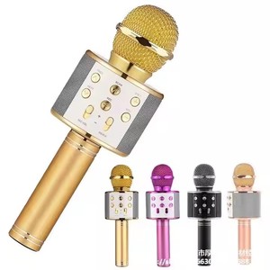 Microphone WSW-48, mini microphone portable intégré, microphone pour <span class=keywords><strong>chanter</strong></span> à la maison, <span class=keywords><strong>karaoké</strong></span> avec haut-parleur sans fil Bluetooth RGB - Product Image 1