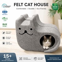 Tunnel pliable écologique en feutre pour chat, tissu non tissé aiguilleté, abri de jeu intérieur pour animaux, lit durable pour chat