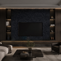 Dalle en pierre frittée d'obsidienne profonde grand format, taille personnalisée, design moderne, pare-feu, antidérapante, panneau mural, carrelage de sol