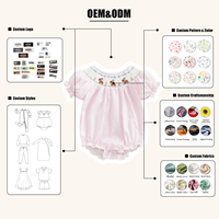 Combinaison à volants Hongbo pour bébé fille nouveau-né, vêtements de Pâques, barboteuse à manches courtes avec broderie de lapin mignon