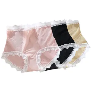 Culotte en dentelle sans couture pour femme, sous-vêtements féminins en satin, en soie glacée, grande taille, nouvelle collection