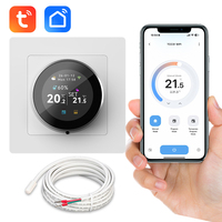 Termostato de calefacción por suelo radiante eléctrico WiFi Tuya con pantalla TFT redonda de 220 VCA y sensor de suelo de 10K de Beok