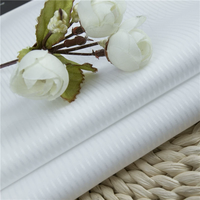 Tissu de chemise blanc en coton peigné double épaisseur 120S, jacquard rayé, respirant, traité à l'ammoniaque liquide, facile d'entretien, pour la confection sur mesure de vêtements de bureau