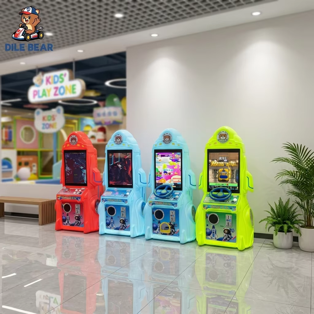 Children's Video Arcade Machine Rocket Design Coin Op Racing Game High Resolution Display for Game Centers Kids Clubs