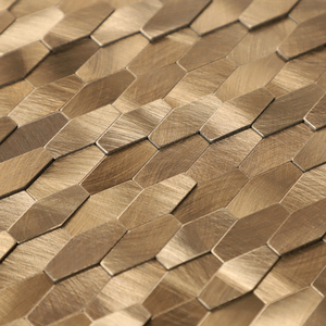 Mini Mosaicos Metálicos Autoadhesivos de Aluminio Hexagonales Largos de Cobre para Paredes de Cocina - Product Image 4