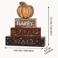 Panneaux en bois d'automne, plaque citrouille, panneaux de table à plusieurs niveaux « HAPPY FALL Y'ALL » pour la récolte d'automne, Thanksgiving et la décoration intérieure