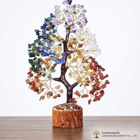 Figurine d'arbre en cristal naturel gravée DIY, feuilles de pierre colorées, ornement artisanal Feng Shui pour la maison, cadeau de Noël
