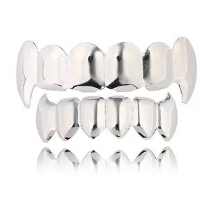 Wholesale Bling Rapper Body Jewelry Fashion Tooth Grillz Top and Bottom Diamond Hip Hop Golden Grilzs Teeth Jewelry Grillz