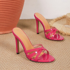Sandales roses pour femmes, talons sexy, stilettos, bout ouvert, à brides croisées, chaussures habillées, pour soirée, mariage, soirée dansante - Product Image 4