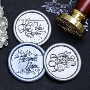 Sello de cera de la serie Floral Ode, cabeza de latón macizo con citas de bendiciones en inglés, tema de flores, estilo literario para sellado de bodas - Product Image 2