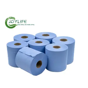 Toallas de papel industriales para uso comercial, 2 capas de mano de rollos de papel, de bambú virgen, azul, reciclados, de calidad prémium