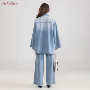 Aschulman <span class=keywords><strong>Ensemble</strong></span> chemise musulmane en jean personnalisé <span class=keywords><strong>Ensemble</strong></span> chemise et <span class=keywords><strong>pantalon</strong></span> <span class=keywords><strong>pour</strong></span> femmes musulmanes Ensembles chemise et <span class=keywords><strong>pantalon</strong></span> en denim 2 pièces islamique modeste <span class=keywords><strong>pour</strong></span> femmes - Product Image 5