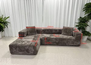 Sofá Seccional Modular en Forma de <span class=keywords><strong>U</strong></span> de 133 Pulgadas, Sin Brazos, Tapizado en Corduroy, con Otomana Móvil, 7 Cojines, Asiento Profundo, Estilo Moderno - Product Image 2