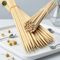 Brochettes de barbecue jetables en bambou naturel, 10-50 cm, rondes, résistantes à la chaleur, pour viande, satay, barbecue