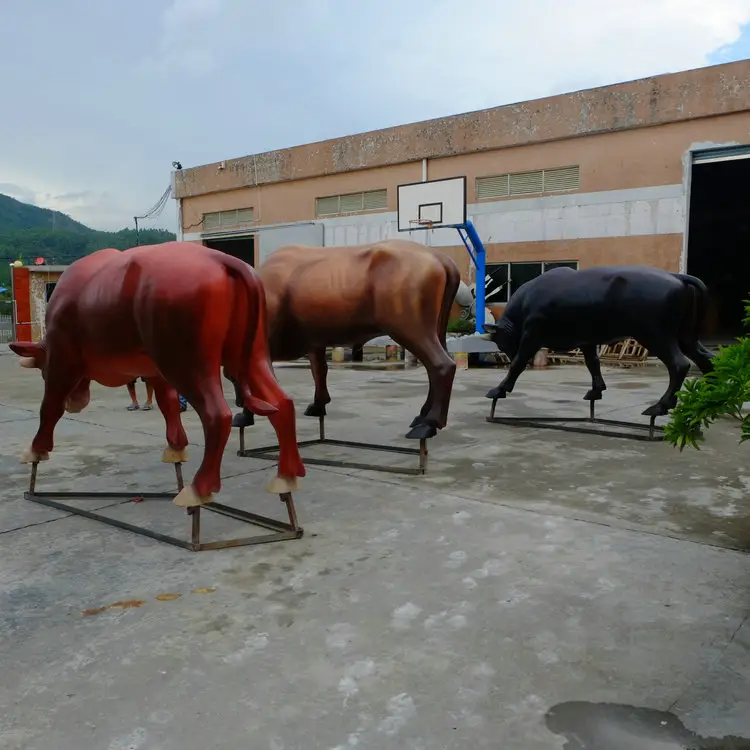 Estatua de vaca de fibra de vidrio de tamaño natural, escultura de animales, estatua de vaca de fibra de vidrio, animal FRP