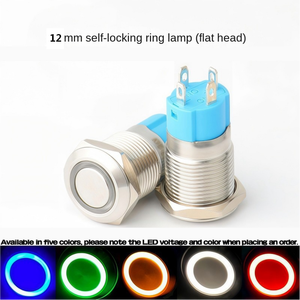 Interrupteur combiné 220V 3A, 1NO, protection IP67, bouton en acier inoxydable de 12 mm, tête plate, anneau lumineux LED - Product Image 3