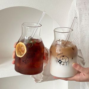 Bicchiere in Vetro di Design di Alta Gamma con Cannuccia per Caffè Freddo e Succhi, Stile Ins, Grande Capacità - Product Image 4